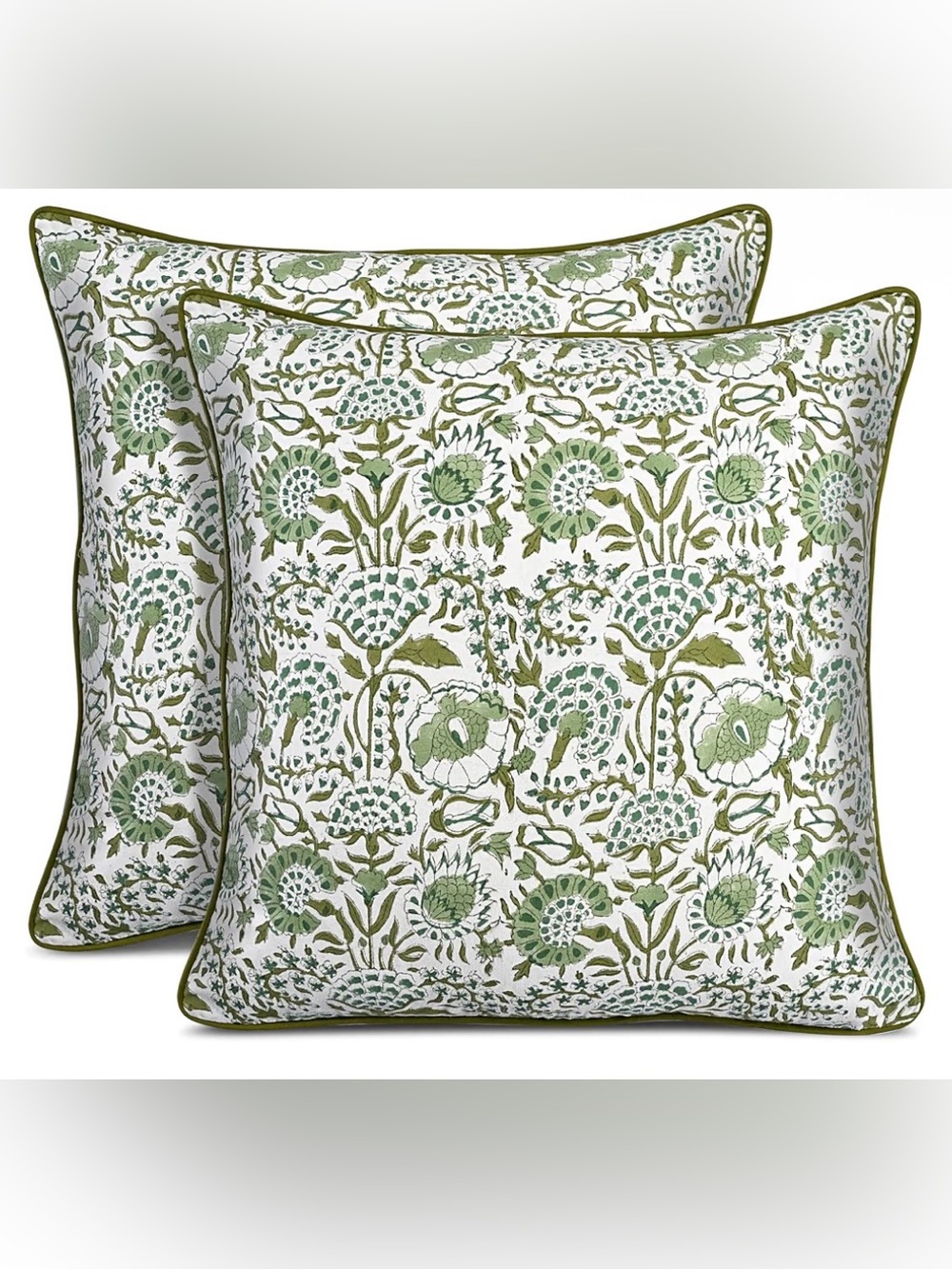 CPC Agate Green Block Print Throw Pillow Covers 24x24 Inch, Set of 2
Floral Boho